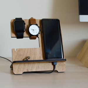 Personalizated Wooden iPhone Docking Station, tech accessory image 1