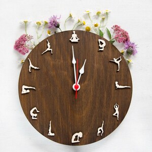 Yoga clock Yoga gift wood wall clock Zen Om gift for yoga lover vegan yoga teacher Yoga practice gift Namaste yoga clock image 3