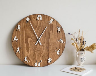 Sport Wood clock, Wall clock  with different sports, decor to sports clubs, sports cafes, cardio clinics