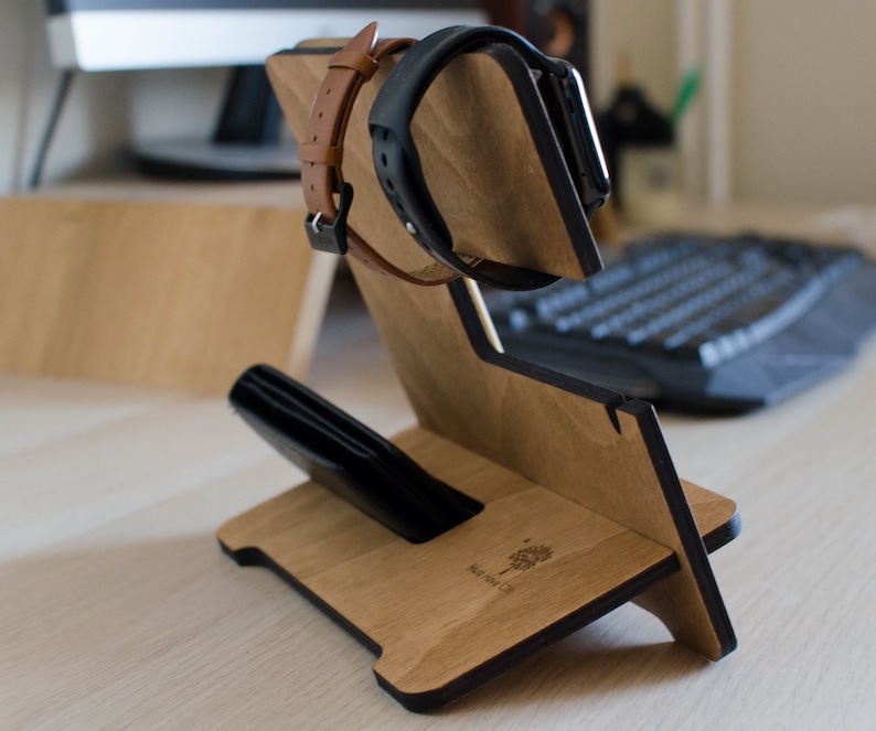 Personalizated Wooden iPhone Docking Station, tech accessory image 5