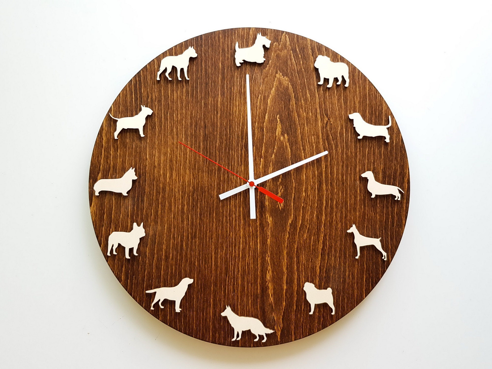 Dog wood clock big size 37cm decor for veterinary clinics Etsy