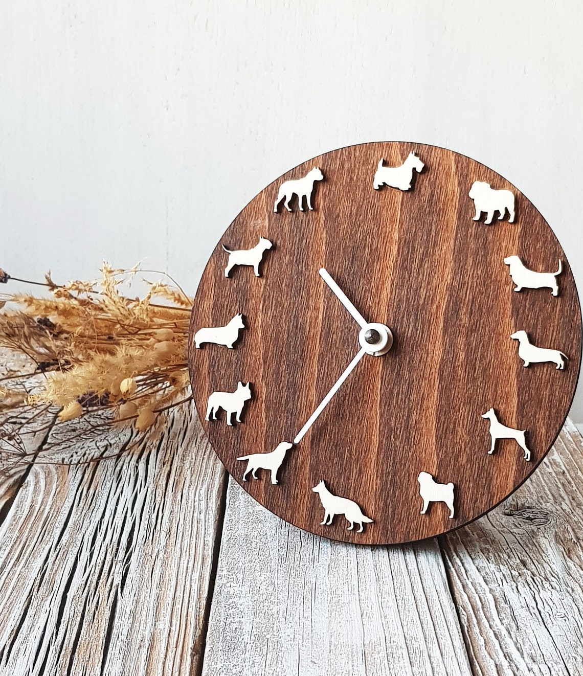Desk clock with Dogs Dog clock with different breeds Pet Etsy