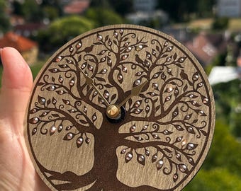 Tree of Life Desk Clock, Glam Home Decor Crystal Clock