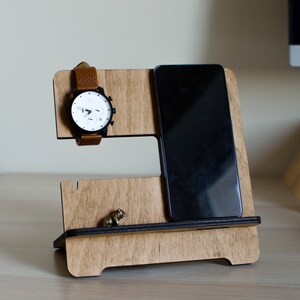 Personalizated Wooden iPhone Docking Station, tech accessory image 3