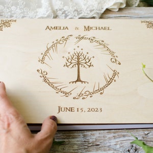 Ring & Tree A4 Wedding guest book Wood Album gift for couple  Personalized Anniversary Photo Album