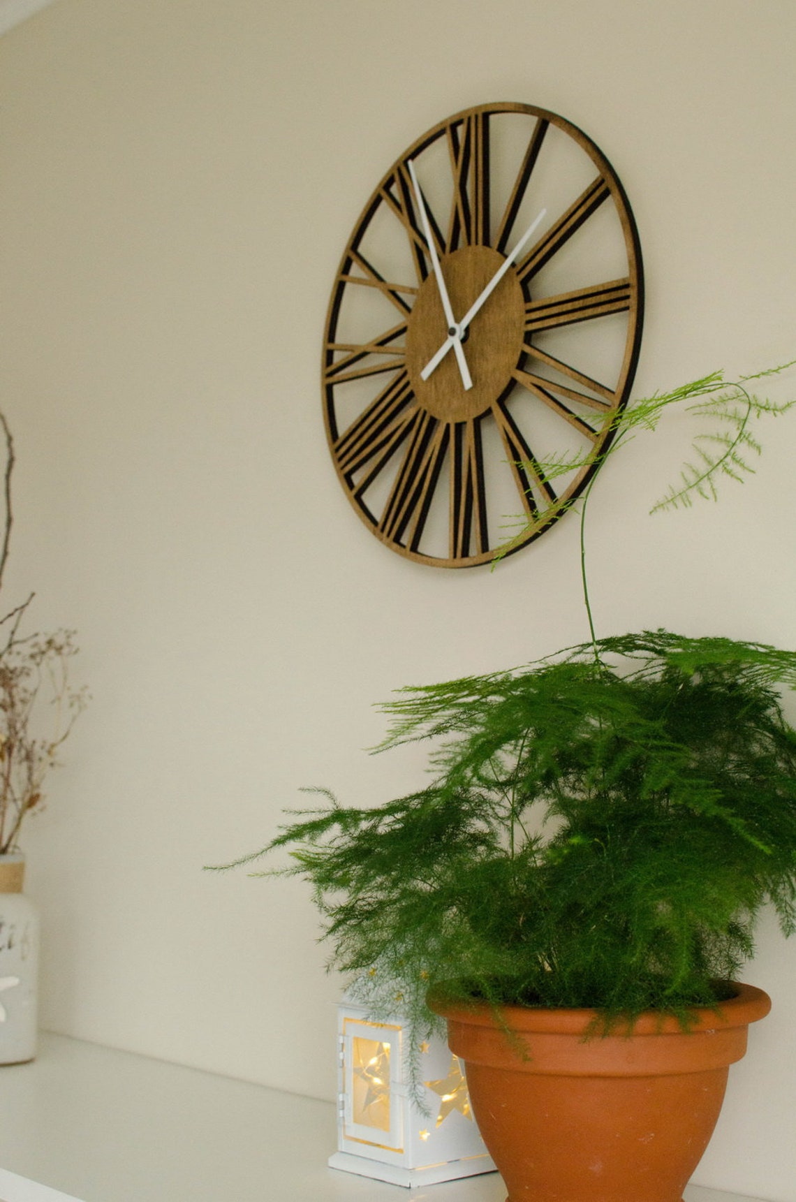 Carved Wood Clock Roman Numerals Wooden Wall Art Clock Etsy