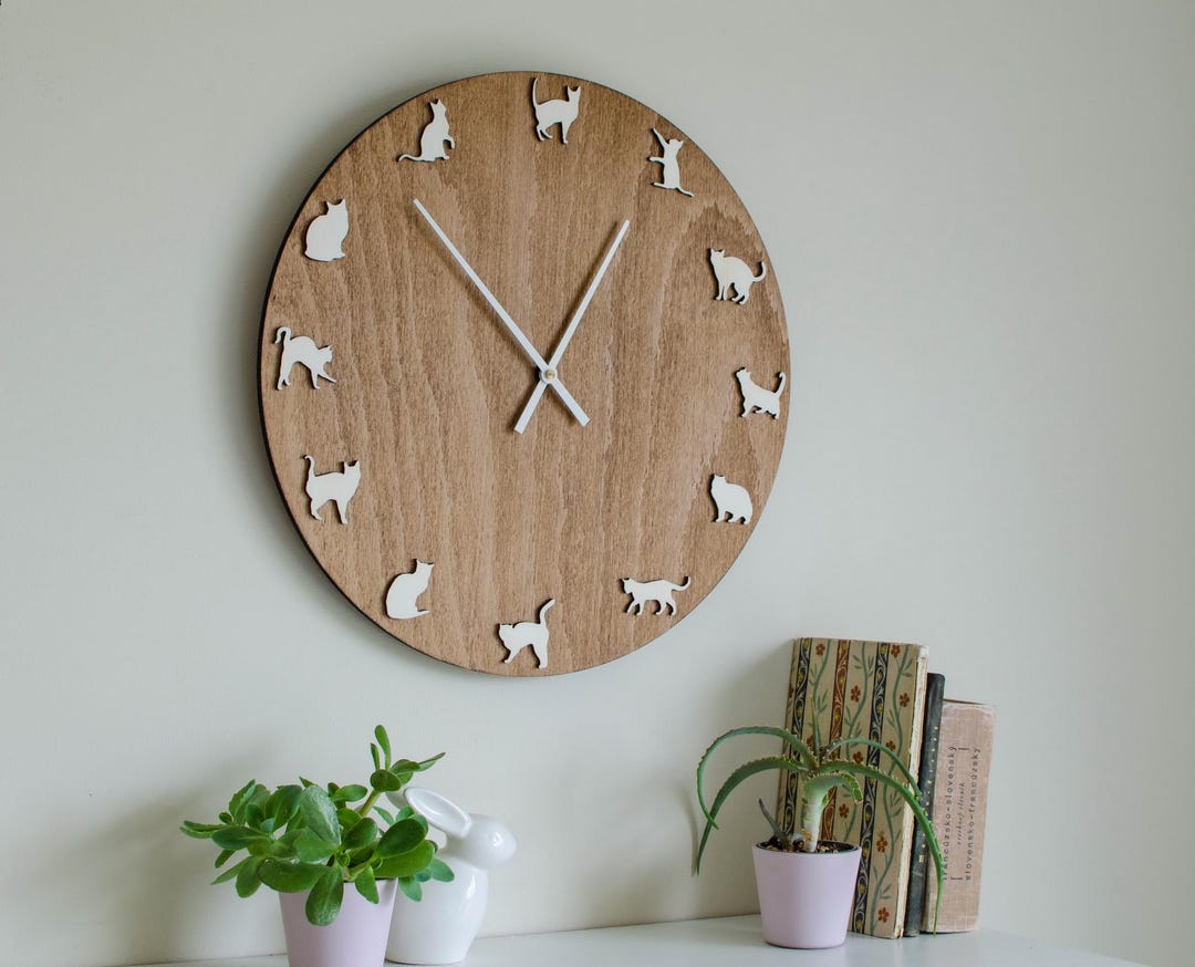 Rustic Cat Clock Cat Clock, Handmade Wooden Wall Decor, Cat Lover Gift - Etsy
