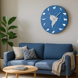 Animaux d'Amérique du Sud, inspiration Patagonie et jungle amazonienne, Horloge en bois avec animaux exotiques d'Amazonie Capybara Lama Horloge Puma Tucan