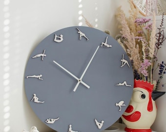 Personalized Wooden Pilates Wall Clock | Fitness Studio Decor | Unique Exercise Room Wall Art