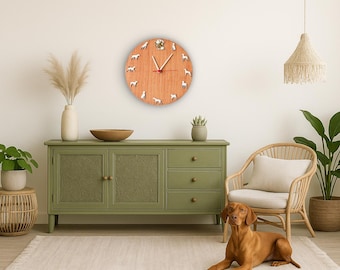 Vizsla Dog Wall Clock: Wooden Portrait Decor, Gift for Dog Owners