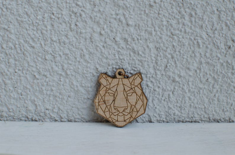 Tiger Wood Keychain, modern geometric design animal keychain, trend gift for daddy father brother image 4