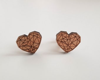 Heart cufflinks Valentine's day gift , Geometric Art men jewelry, husband anniversary gift