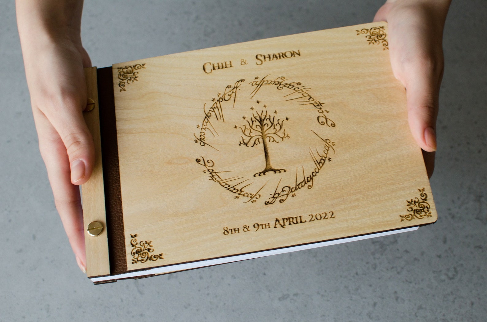 Lord of Rings Wedding Guest Book Natural Wood Wedding Album Etsy