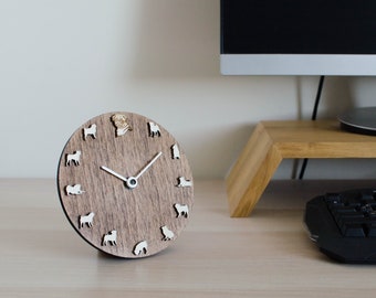 Desk clock with Pugs,  Pug Dog clock Pet lovers gift Table wood clock