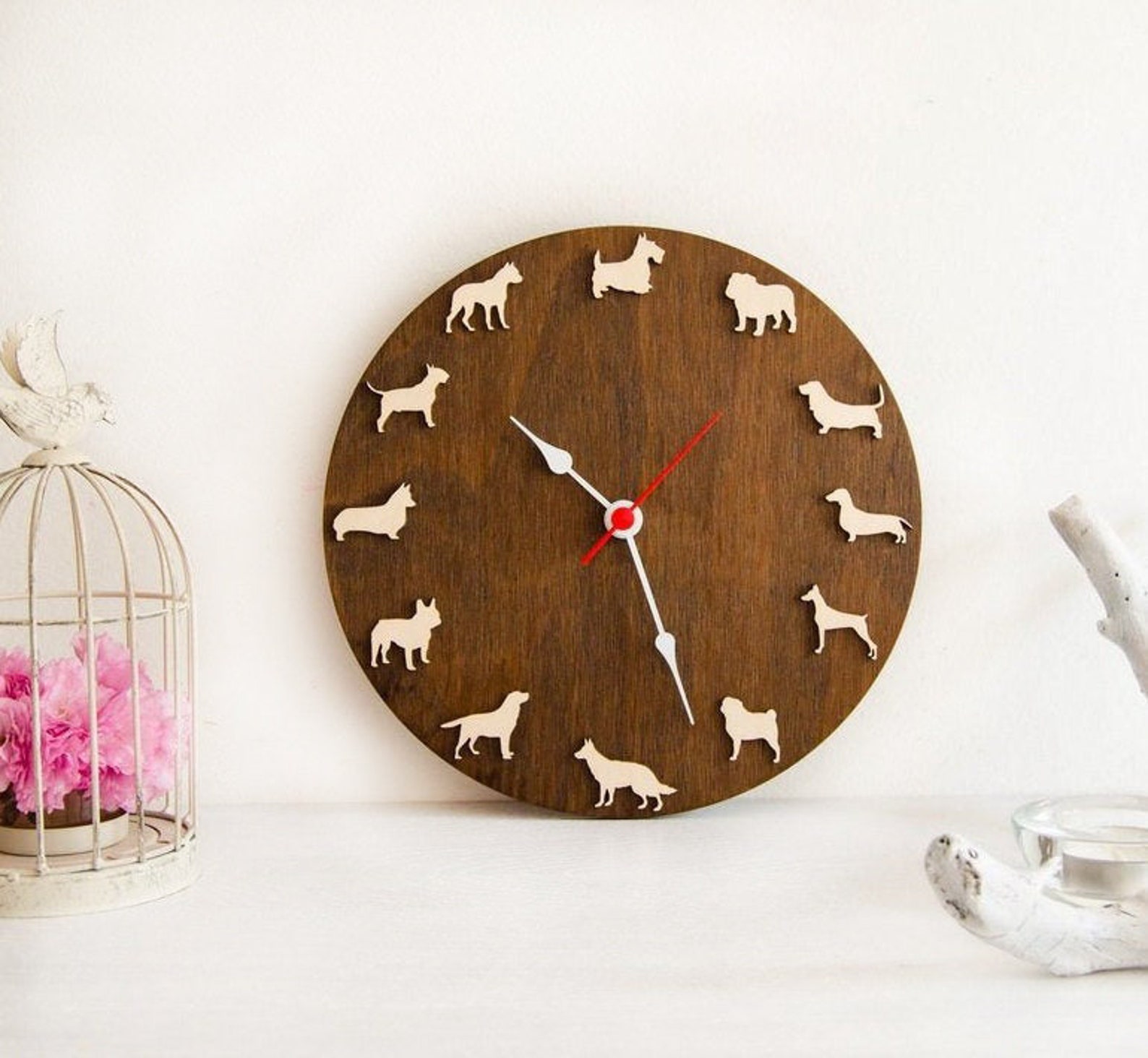Dog Clock With Different Breeds Set1 Dog Family Gift Pet Etsy