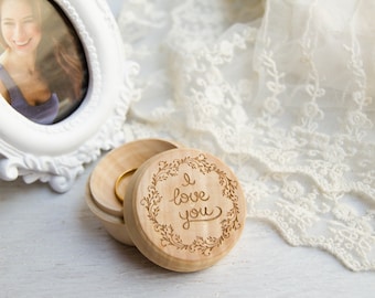 Wood  Wedding Ring box Proposal box I Love You Rustic wedding accessory bride gift