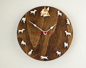 Bullterrier portrait Wood Clock in different colors and sizes| Bullterrier  art wall decor