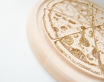 Pizza board paddle housewarming gift kitchen decor engraved cutting board