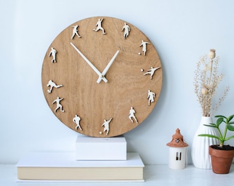 Football Silent Clock — Personalized Wooden Wall Decor