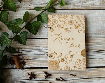 Recipe wood mini book , Eco gift for cook lovers