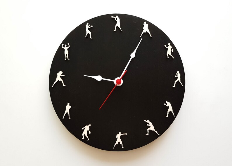 Boxing Clock Wall Clock With Boxers Martial Arts Home Decor Etsy