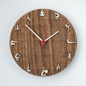 Yoga clock Yoga gift wood wall clock Zen Om gift for yoga lover vegan yoga teacher Yoga practice gift Namaste yoga clock image 1