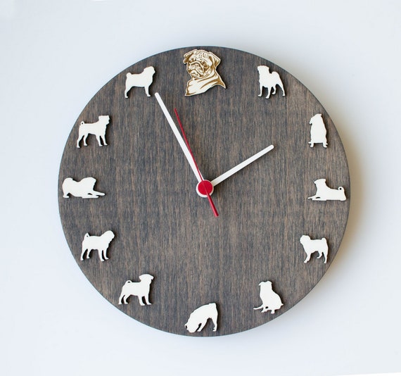 Grey Pug Clock Grey Pug Clock