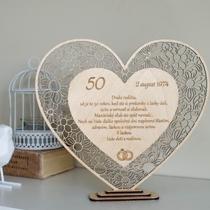 Custom Wooden Heart Anniversary gift, Personalized Engraved Wooden Heart