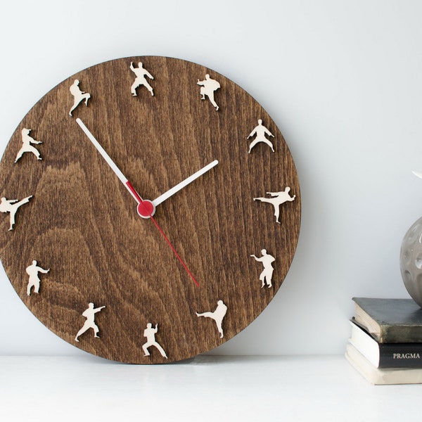 Karate Taekwondo clock | Taekwondo Karate decor | Martial arts wood clock | Karate kid sport home decor