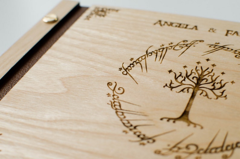 Lord of Rings Wedding Guest Book Natural Wood Wedding Album Etsy