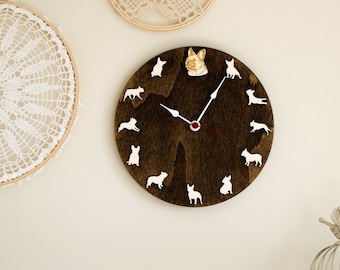 French bulldog clock| Frenchie portrait wood Clock | dog wall clock , Gift for Frenchie lovers