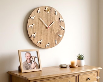 Whippet Wall Clock with Dog Portrait