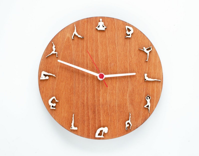 Yoga clock Yoga gift wood wall clock Zen Om gift for yoga lover vegan yoga teacher Yoga practice gift Namaste yoga clock image 7