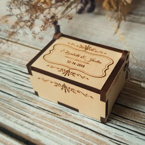 Music Box Personalized gift for couple | Engraving wooden music box | Name anniversary gift | Love couple gift