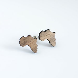 Africa shape wood Cufflinks, geographical gift for traveler, africa jewelry men accessories image 6