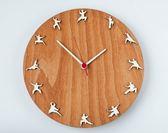 Kung Fu Wushu clock  Wall decor Martial arts wood clock