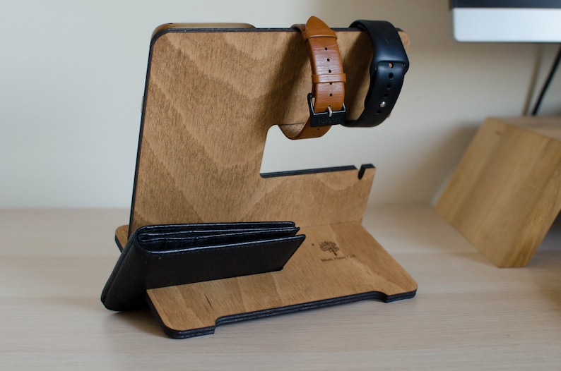 Personalizated Wooden iPhone Docking Station, tech accessory image 4