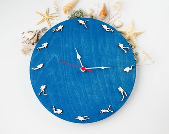 Reloj de buceo de madera hecho a mano: Decoración del océano y el mar