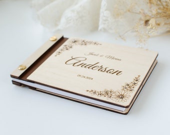 Floral Wedding guest book with glass crystals