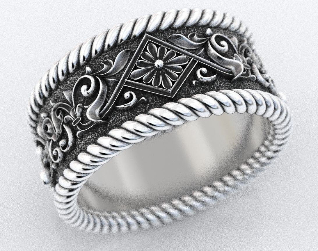 Valkyrie Symbol Ethnic Men Ring Sterling SolidSilver925 SKU30218 Size from6 to15 