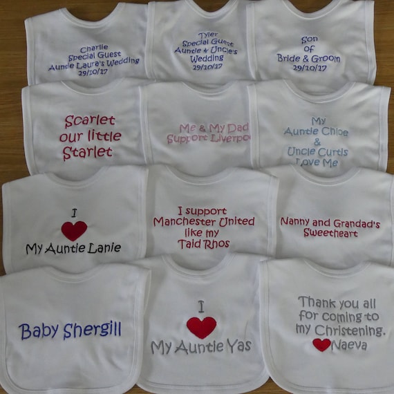 personalised embroidered bibs