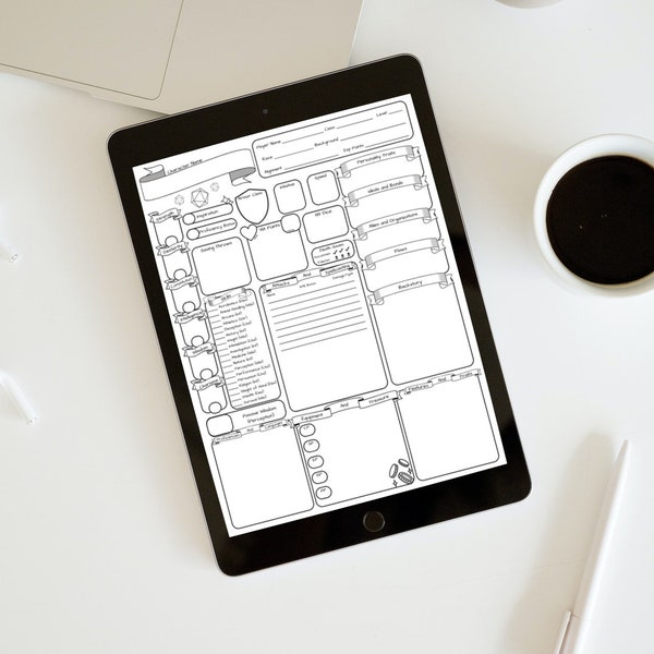 D&D Character sheet dungeons and dragons 5e