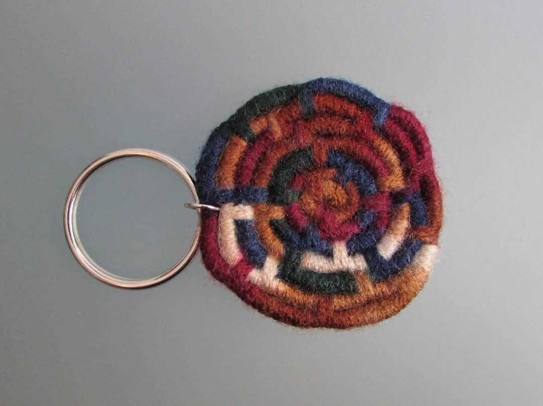 Multi-color Earth Tones Coiled Jute Fiber Keychain - One-of-a-kind ...