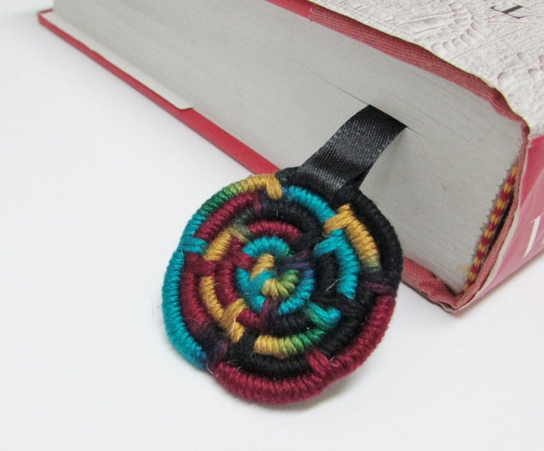 LARGE Bold Multi-color Jewel Toned Coiled Jute Fiber & Ribbon Bookmark ...