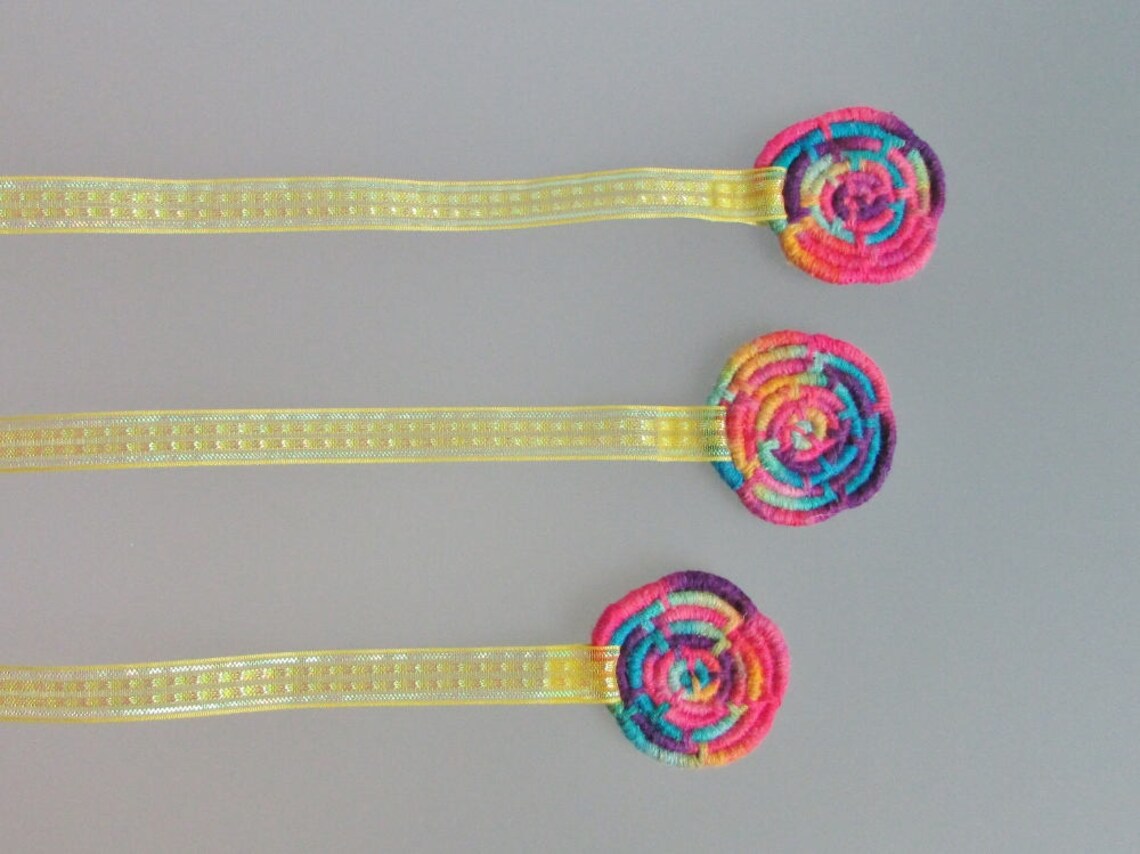 MEDIUM Multicolor Pastel Coiled Jute Fiber & Ribbon Bookmark (for Most ...