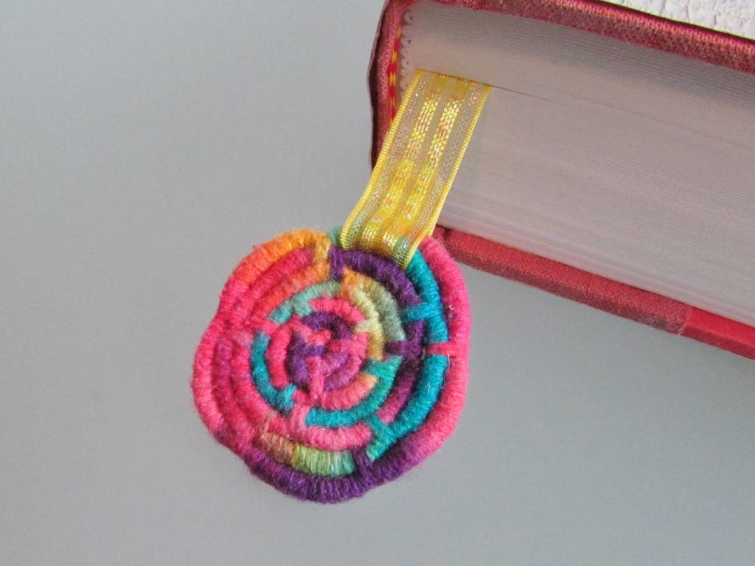 LARGE Multicolor Pastel Coiled Jute Fiber & Ribbon Bookmark (for Most ...