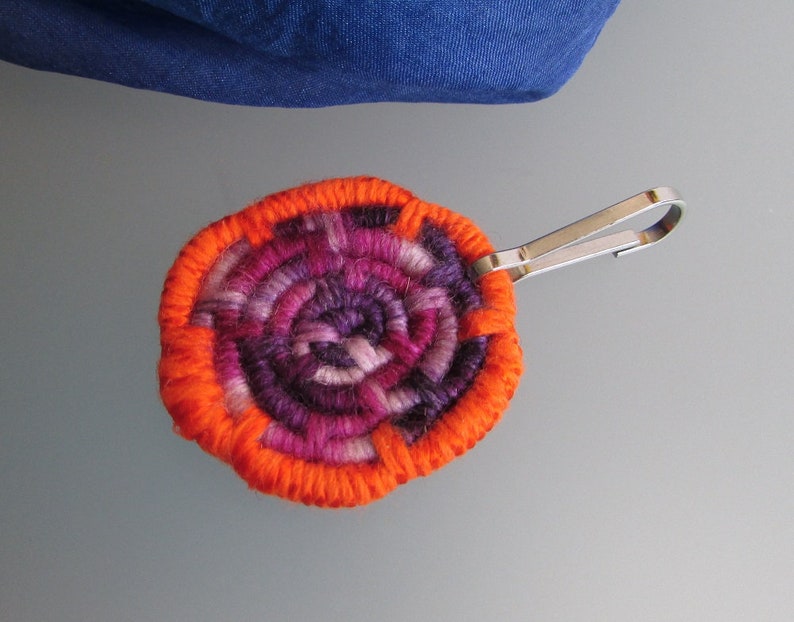 Made with Unique Fun Orange Sparkle /& Magenta Swirl Coiled Jute Fiber Lanyard CharmZipper Pull Colorful Yarns!