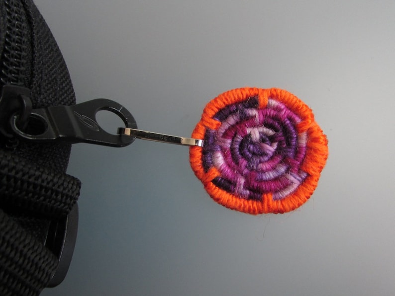 Made with Unique Fun Orange Sparkle /& Magenta Swirl Coiled Jute Fiber Lanyard CharmZipper Pull Colorful Yarns!