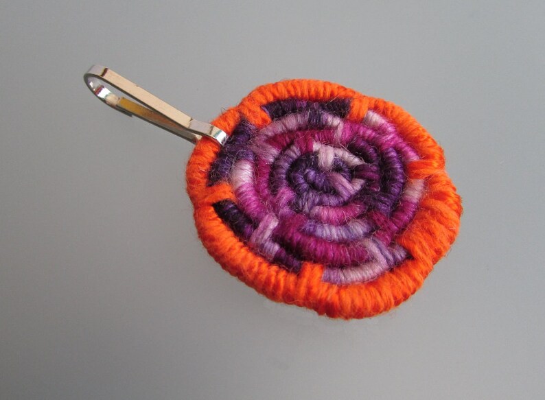 Made with Unique Fun Orange Sparkle /& Magenta Swirl Coiled Jute Fiber Lanyard CharmZipper Pull Colorful Yarns!