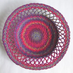 Original Design Pastel Rainbow Coiled Jute Fiber Basket (Made w/ Vibrant Multi-Color Yarn)